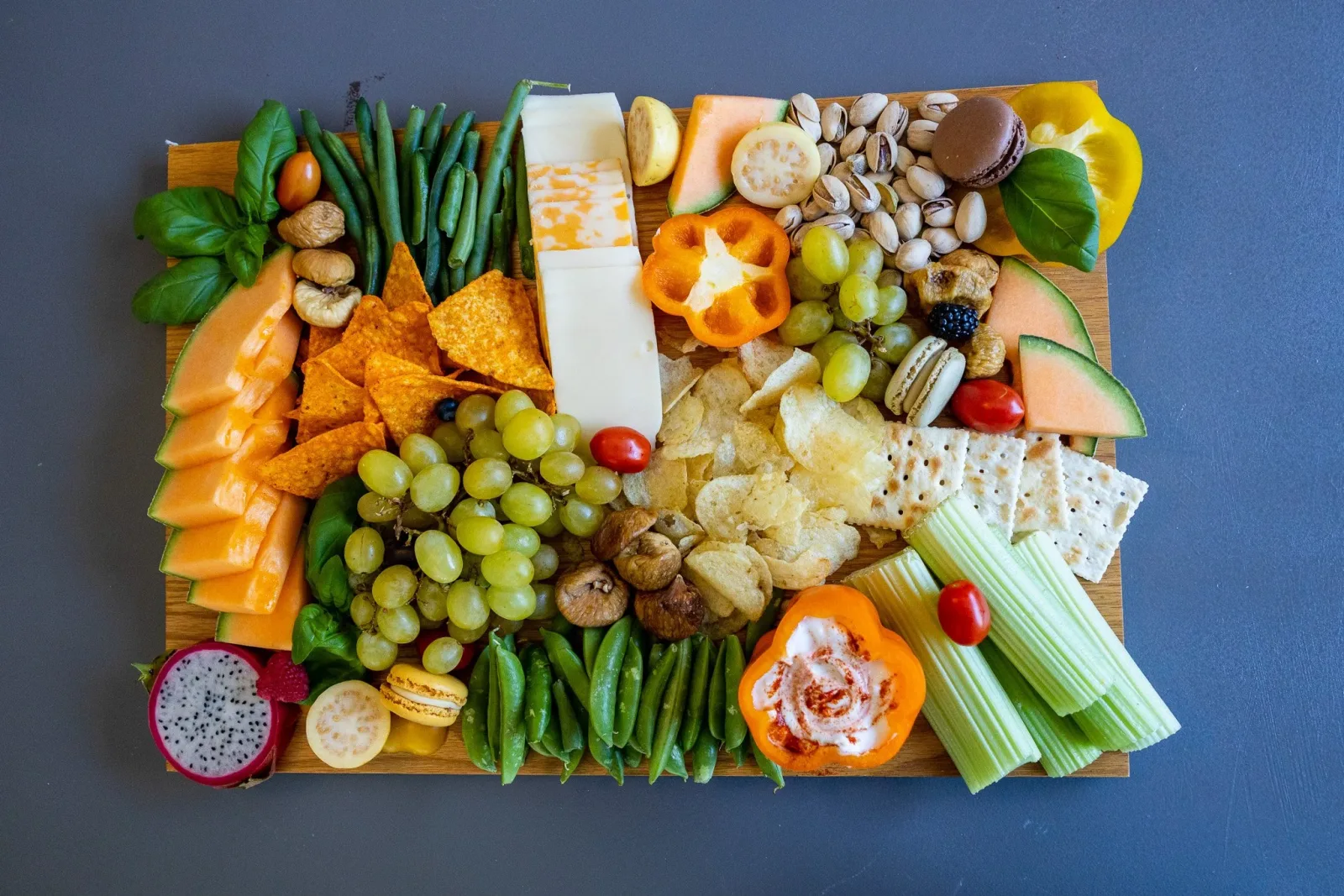 Overhead grazing board photographed for a catering business